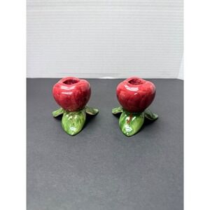 Vintage Francisican Apple Candle Holders Set of 2 Hand Painted Made in England